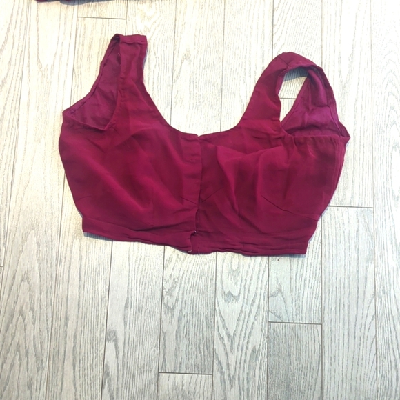 Burgundy Sari With Beaded Border Embellished Fabric With Blouse - M - Picture 2 of 5